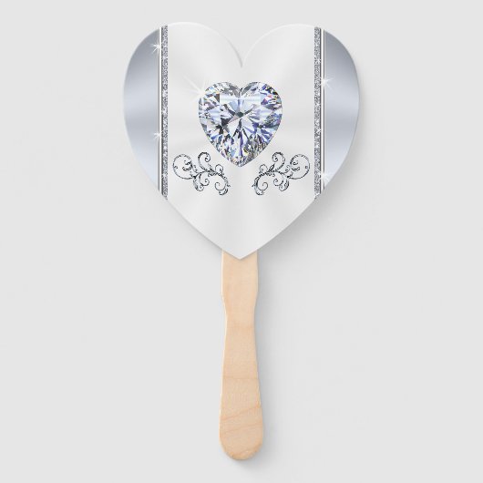 ダイヤモンドパーソナライズされたハートの結婚バルクのファン ハンドファン (裏面)