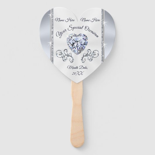 ダイヤモンドパーソナライズされたハートの結婚バルクのファン ハンドファン (正面)