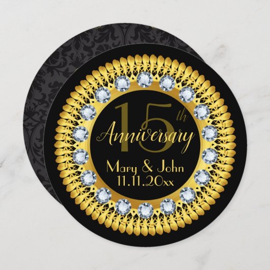 ダイヤモンドパーソナライズされた記念日パーティの招待状 招待状 (正面/裏面)