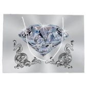 ダイヤモンドパーソナライズされた60周年記念抱き枕 ラージペーパーバッグ (裏面)