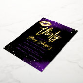 ダイヤモンドパープル金ゴールドキス30th誕生日 箔招待状 (回転した状態)