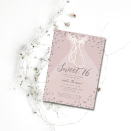 ダイヤモンドパールプリンセスラッフルドレススウィート16パーティー 招待状