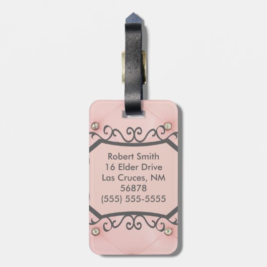 ダイヤモンドピきらきら光るックタフテッドモノグラムラゲージタグ ラゲッジタグ (裏面縦)