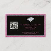 ダイヤモンドピンクグリッターロイヤリティカードお客様の報酬 名刺 (裏面)