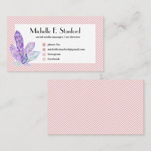 ダイヤモンドピンクシェフエレガントロミニマル 名刺 (正面/裏面)