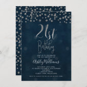 ダイヤモンドフェイクとシルバー21歳の誕生日招待状 招待状 (正面/裏面)