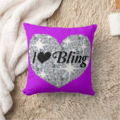 ダイヤモンドフェイクハートは紫のきらきら光る枕を愛 クッション (ブランケット)