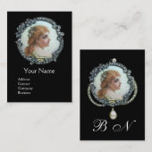 ダイヤモンドフラワーエナメルを持つロマンチックなヴィンテージ 名刺 (正面/裏面)