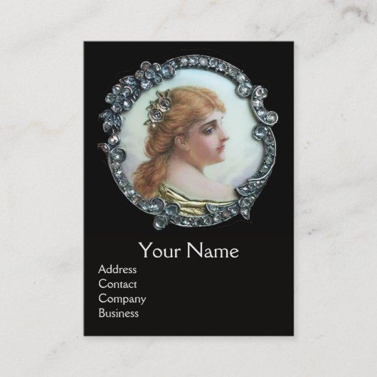 ダイヤモンドフラワーエナメルを持つロマンチックなヴィンテージ 名刺 (正面)