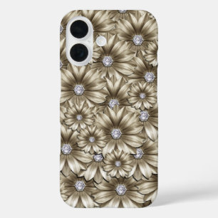 ダイヤモンドフラワージェムストーンiPhoneケース iPhone 16ケース