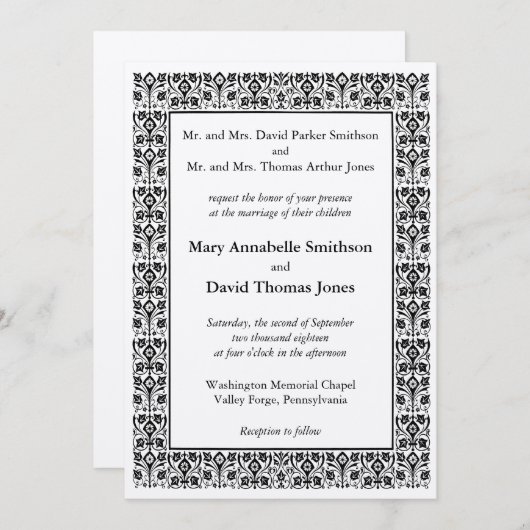 ダイヤモンドフラワー結婚式招待状 招待状 (正面/裏面)