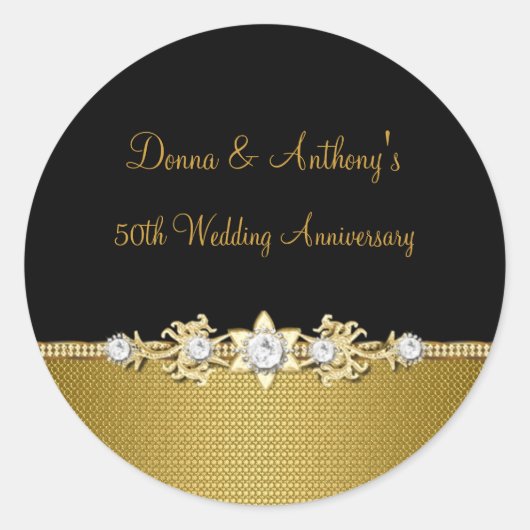 ダイヤモンドフラワー 50周年 結婚記念日 ステッカー (正面)
