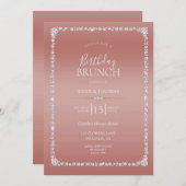 ダイヤモンドフレームバラ金ゴールドブランチ誕生日 招待状 (正面/裏面)