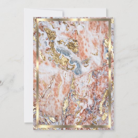 ダイヤモンドフレーム大理石グリッター結婚記念日 招待状 (裏面)