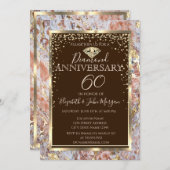 ダイヤモンドフレーム大理石グリッター結婚記念日 招待状 (正面/裏面)