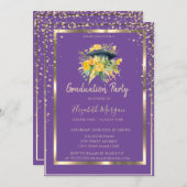 ダイヤモンドフローラグラッドキャップバイオレット卒業 招待状 (正面/裏面)