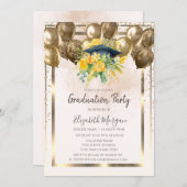 ダイヤモンドフローラグラッドキャップバルーンクリーム卒業 招待状 (正面/裏面)