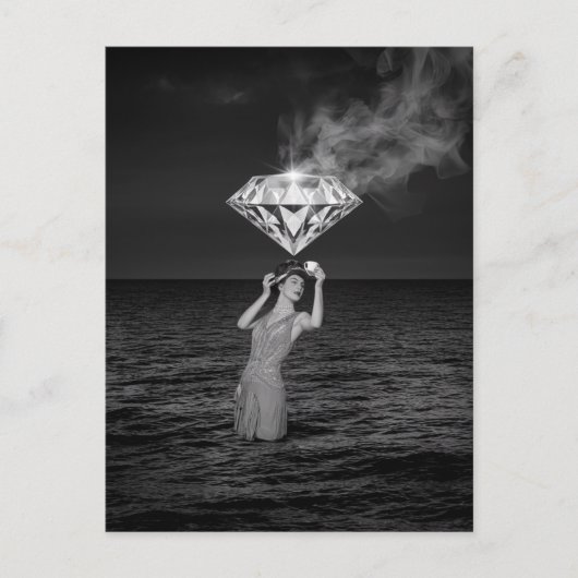 ダイヤモンドブラックとホワイトで超現実的なティータイム ポストカード (正面)