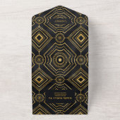 ダイヤモンドブラックと金ゴールド結婚アールデコ オールインワン招待状 (外側)