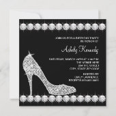 ダイヤモンドブラックハイヒールシューバースデーパーティー 招待状 (裏面)