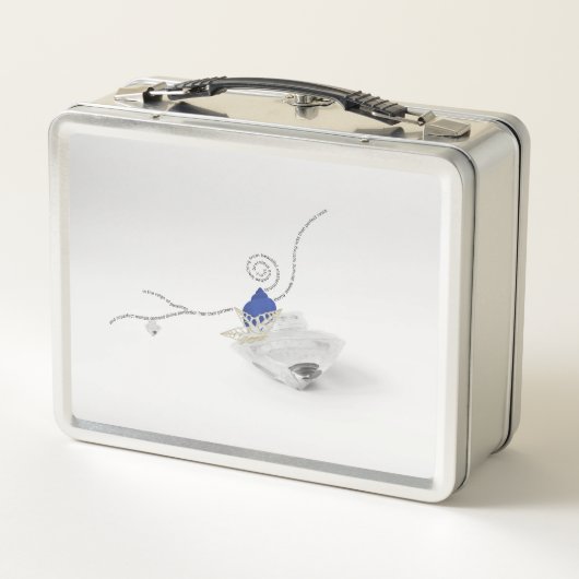 ダイヤモンドブルーのシーセル詩の沿岸アートボックス メタルランチボックス (裏面)