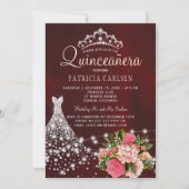 ダイヤモンドプリンセスドレスのバーガンディシックキンセアニェラ 招待状 (正面)