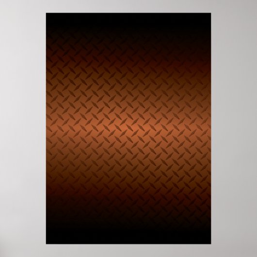 ダイヤモンドプレートのルックパターン黒から銅フェード ポスター (正面)