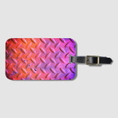 ダイヤモンドプレートスチールパープルとオレンジ ラゲッジタグ (正面横)