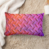 ダイヤモンドプレートスチールパープルとオレンジ ランバークッション (ブランケット)