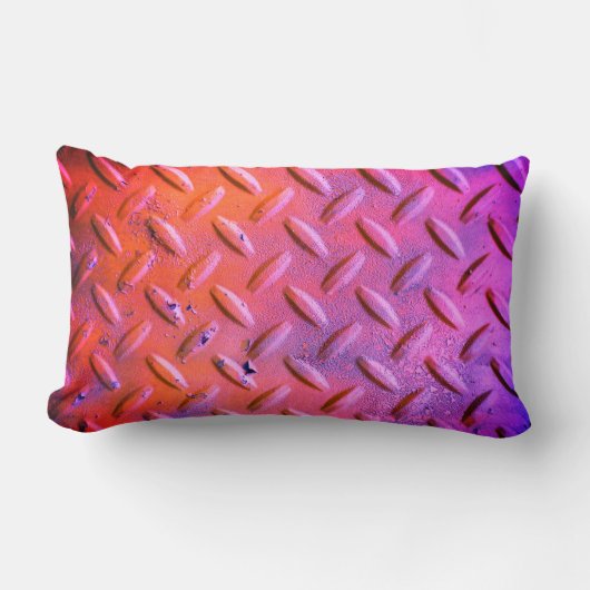 ダイヤモンドプレートスチールパープルとオレンジ ランバークッション (正面)