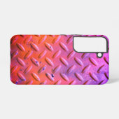 ダイヤモンドプレートスチールパープルとオレンジ SAMSUNG GALAXYケース (裏面横)