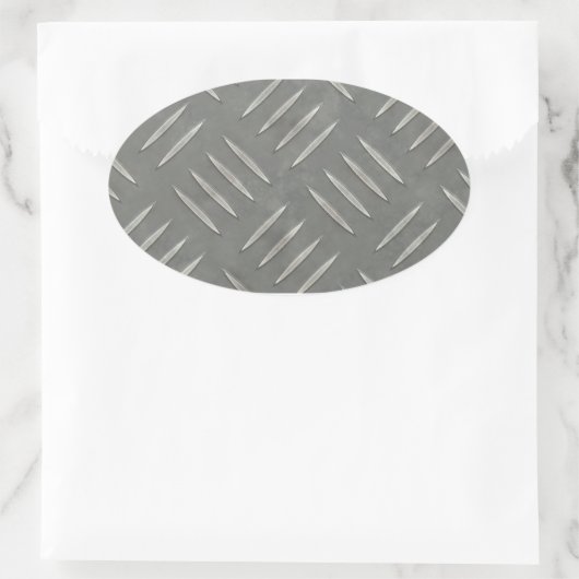 ダイヤモンドプレートステンレス鋼テクスチャ 楕円形シール (バッグ)