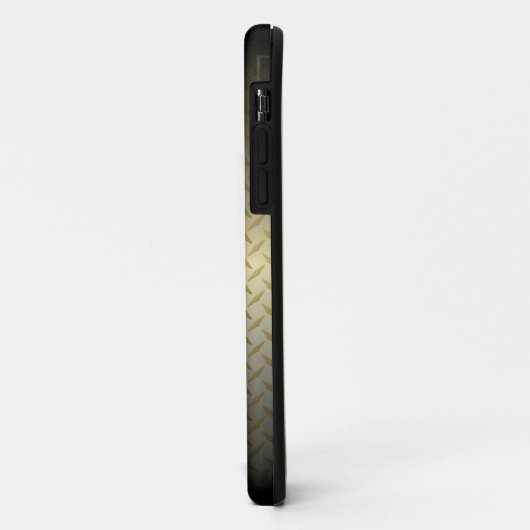 ダイヤモンドプレートパターン、黒から金ゴールドへのフェード Case-Mate iPhoneケース (裏面/左)