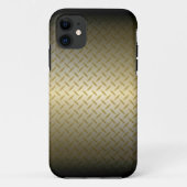 ダイヤモンドプレートパターン、黒から金ゴールドへのフェード Case-Mate iPhoneケース (裏面)