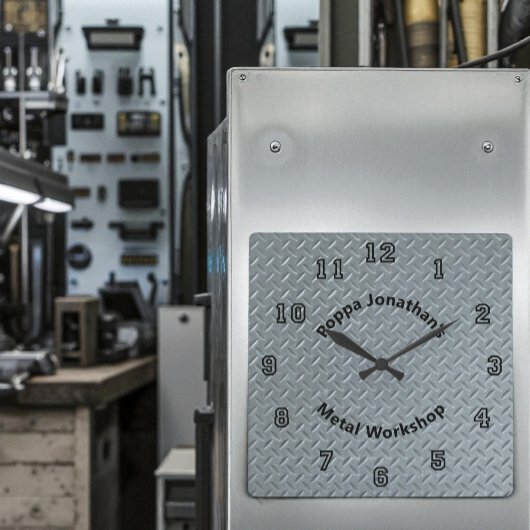 ダイヤモンドプレートフェイクメタルラグパターンカスタムスクア スクエア壁時計