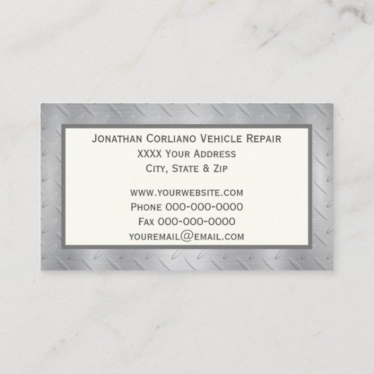 ダイヤモンドプレートメタリックとモノグラム 名刺 (裏面)