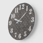 ダイヤモンドプレート鋼工業用ルック ラージ壁時計 (傾斜)