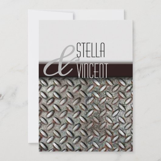 ダイヤモンドプレート 工業的な結婚式の招待状 招待状 (正面)