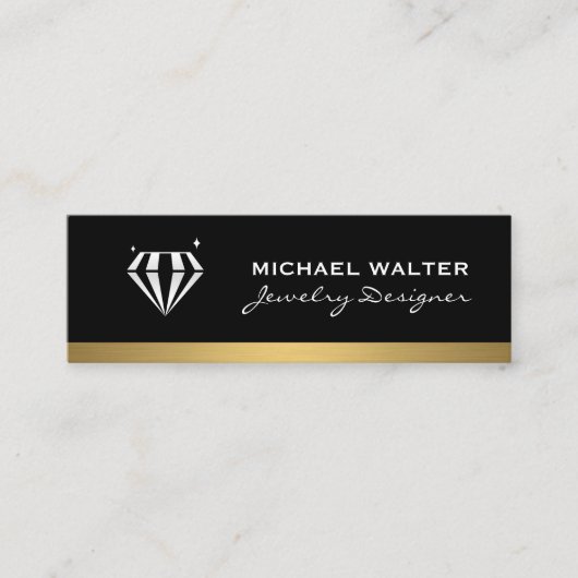 ダイヤモンドプロフェッショナルお洒落ブラック金ゴールドトリム スキニー名刺 (正面)