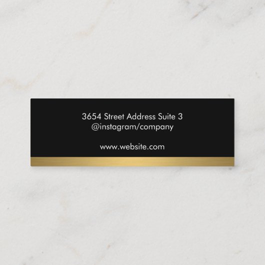 ダイヤモンドプロフェッショナルお洒落ブラック金ゴールドトリム スキニー名刺 (裏面)