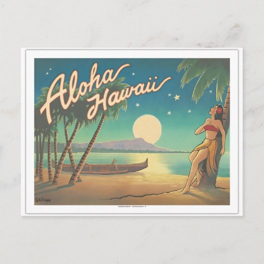 ダイヤモンドヘッドの上の月 シーズンポストカード (正面)