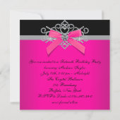 ダイヤモンドホットピンクブラックスウィート16誕生日パーティー 招待状 (裏面)