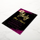 ダイヤモンドホットピンク金ゴールドキス30th誕生日 箔招待状 (回転した状態)