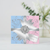 ダイヤモンドボウエレガントピンクブルージェンダーの表示 招待状 (スタンド正面)