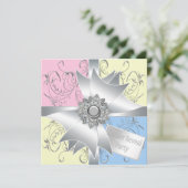 ダイヤモンドボウエレガントピンクブルージェンダーパーティー 招待状 (スタンド正面)