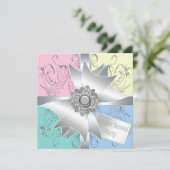 ダイヤモンドボウエレガントピンクブルージェンダーパーティー 招待状 (スタンド正面)