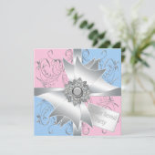 ダイヤモンドボウエレガントピンクブルージェンダーパーティー 招待状 (スタンド正面)