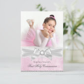 ダイヤモンドボウピンク写真第1聖餐式 招待状 (スタンド正面)