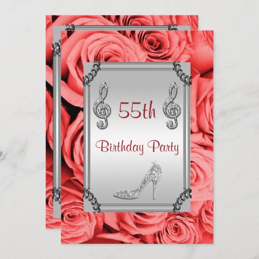 ダイヤモンドミュージックノート、スティレット&レッドローゼス55th 招待状 (正面/裏面)