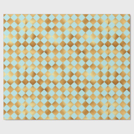 ダイヤモンドミント及びフェイク金ゴールド箔包み紙 ラッピングペーパー (フラット)